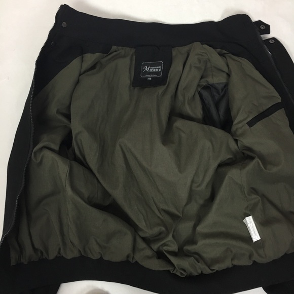 Moogen Men’s Black Mock Neck Bomber Jacket - Picture 8 of 8